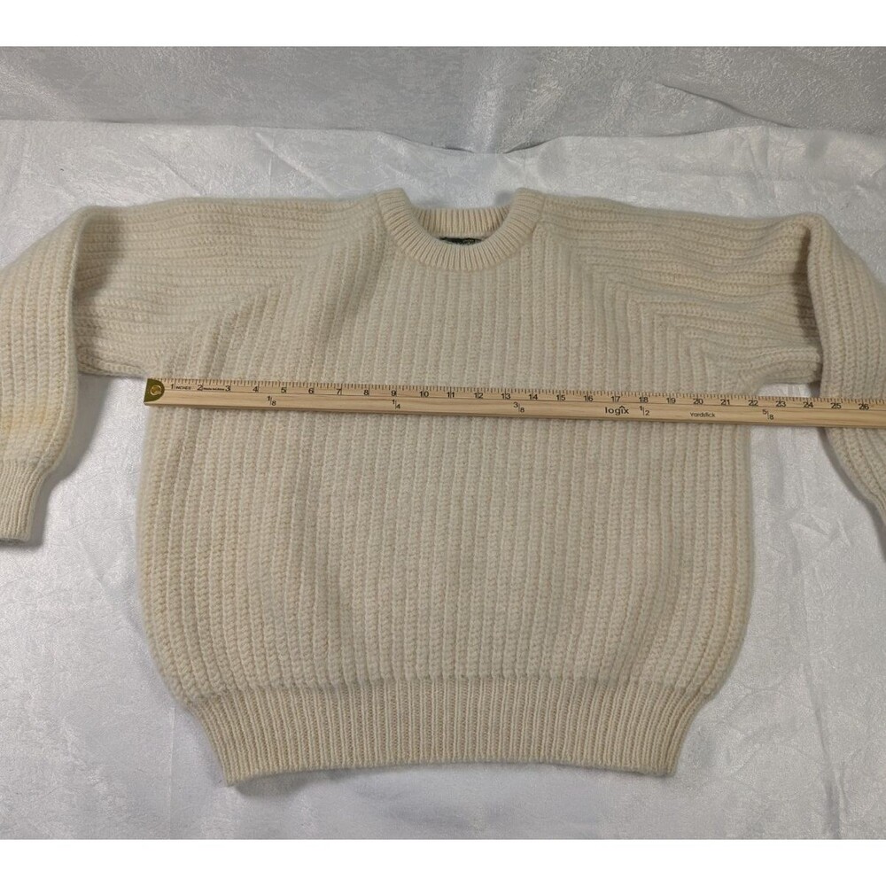 Vintage Jumbuk Wools Australia Pure New Wool Sweater M Cream Rib Knit - Picture 5 of 9